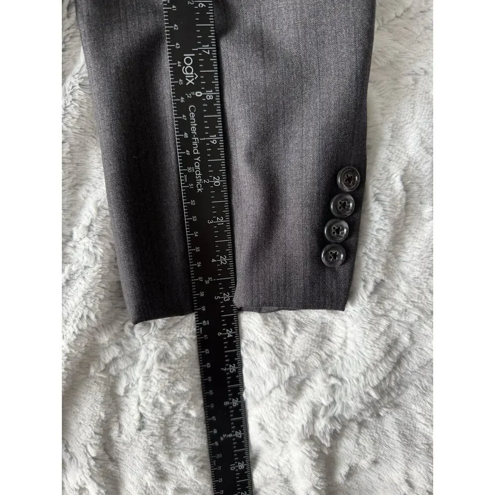 Hickey Freeman Bespoke Loro Piana Super 120s Wool Suit Gray Mens 42R 39x31